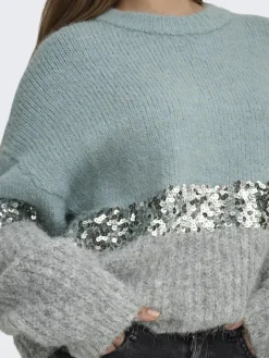 Only Pullover & Sweatshirts*ONLMAINE LIFE LS SEQUIN BLOCK O-NECK KNT arona