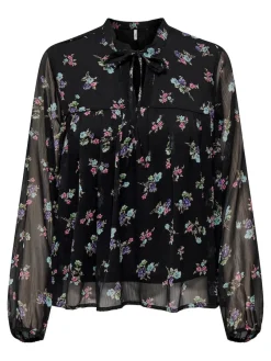 Only Blusen*ONLMALINA LIFE L/S LACE TOP PTM Black