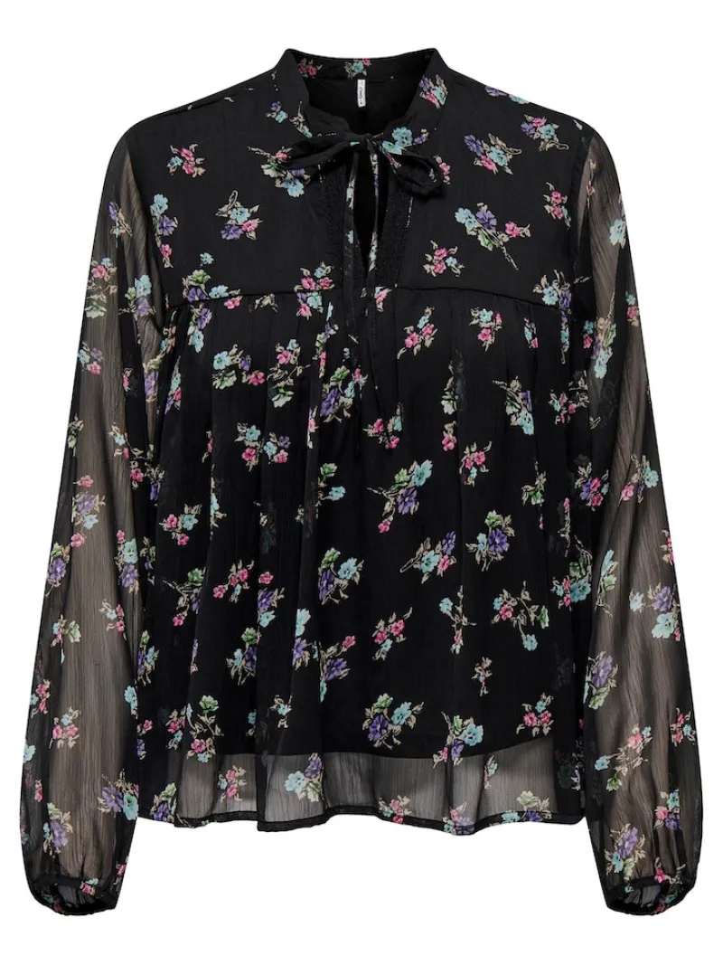 Only Blusen*ONLMALINA LIFE L/S LACE TOP PTM Black