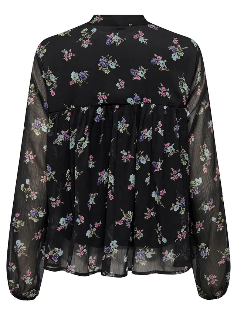 Only Blusen*ONLMALINA LIFE L/S LACE TOP PTM Black