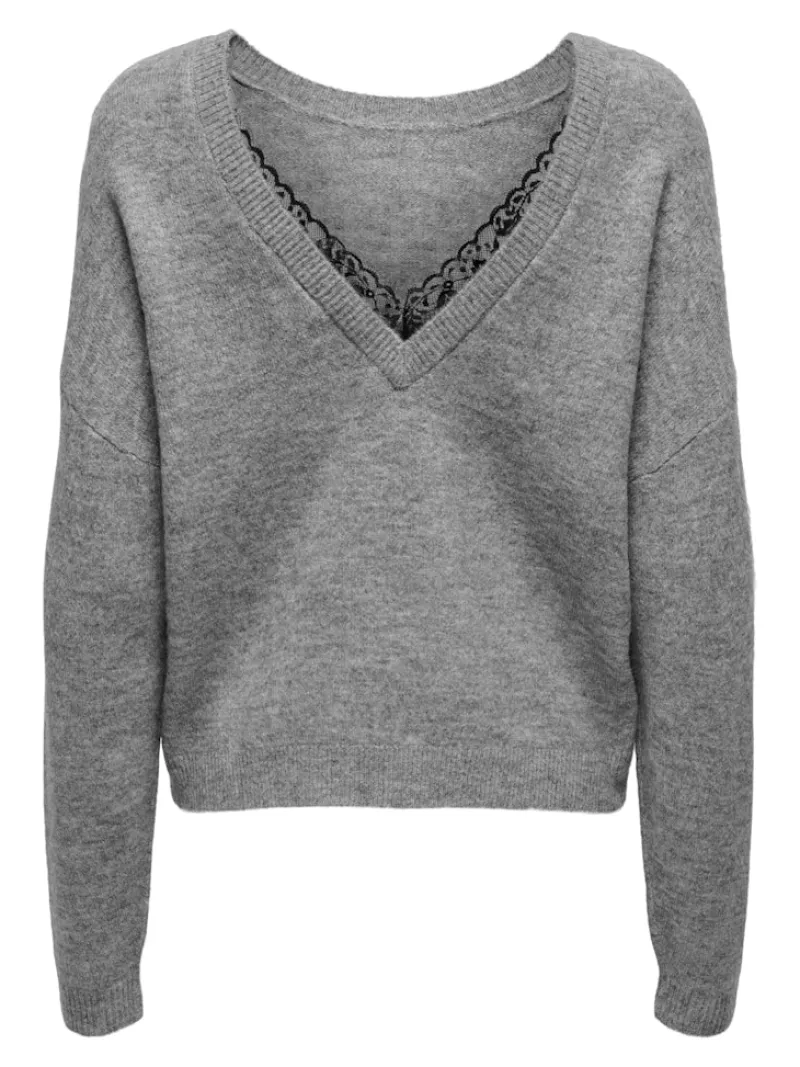 Only Pullover & Sweatshirts*ONLMANIFESTA LS REVERSIBLE KNT NOOS Light Grey Melange