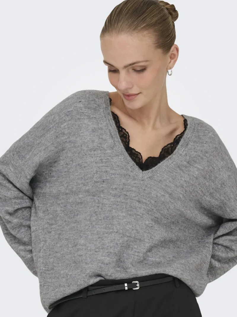 Only Pullover & Sweatshirts*ONLMANIFESTA LS REVERSIBLE KNT NOOS Light Grey Melange