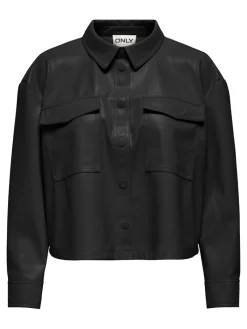 Only Jacken*ONLMARINA L/S FAUX JACKET PNT Black