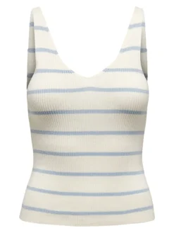 Only Shirts*ONLMEDDI SL STRIPE V-NECK CC KNT Cloud Dancer