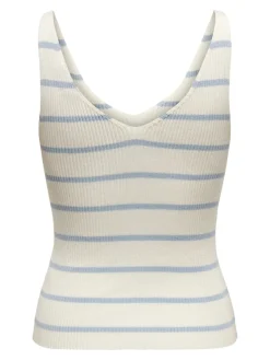 Only Shirts*ONLMEDDI SL STRIPE V-NECK CC KNT Cloud Dancer