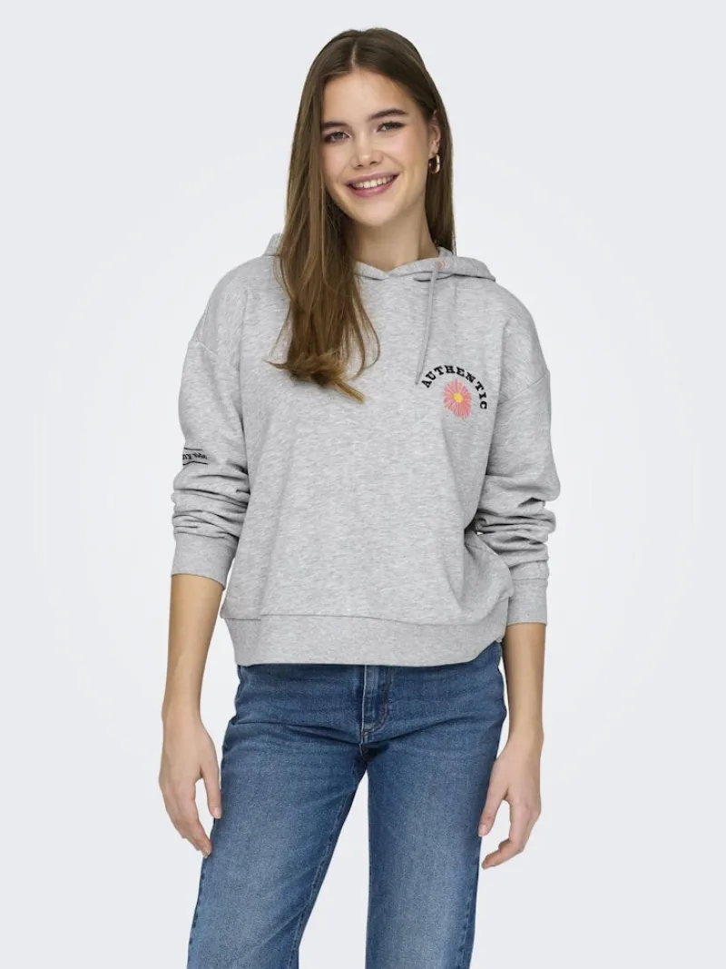 Only Pullover & Sweatshirts*ONLMIE HOOD CS SWT Light Grey Melange