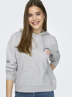 Only Pullover & Sweatshirts*ONLMIE HOOD CS SWT Light Grey Melange