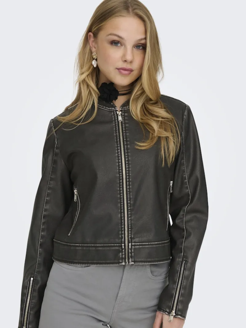 Only Jacken*ONLMINDY FAUX LEATHER JACKET OTW Black