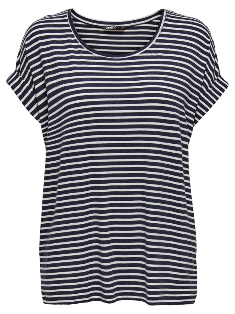 Only Shirts*ONLMOSTER STRIPE S/S O-NECK TOP JRS NOOS Night Sky