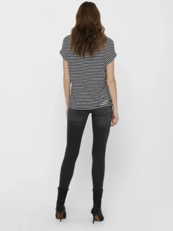 Only Shirts*ONLMOSTER STRIPE S/S O-NECK TOP JRS NOOS Night Sky