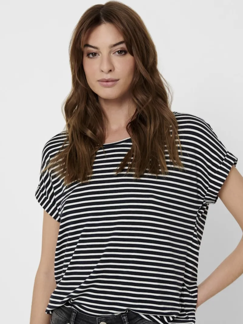 Only Shirts*ONLMOSTER STRIPE S/S O-NECK TOP JRS NOOS Night Sky