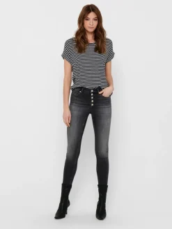 Only Shirts*ONLMOSTER STRIPE S/S O-NECK TOP JRS NOOS Night Sky