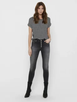 Only Shirts*ONLMOSTER STRIPE S/S O-NECK TOP JRS NOOS Night Sky