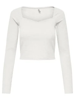 Only Shirts*ONLNELLA L/S HEART CROPPED TOP JRS Cloud Dancer