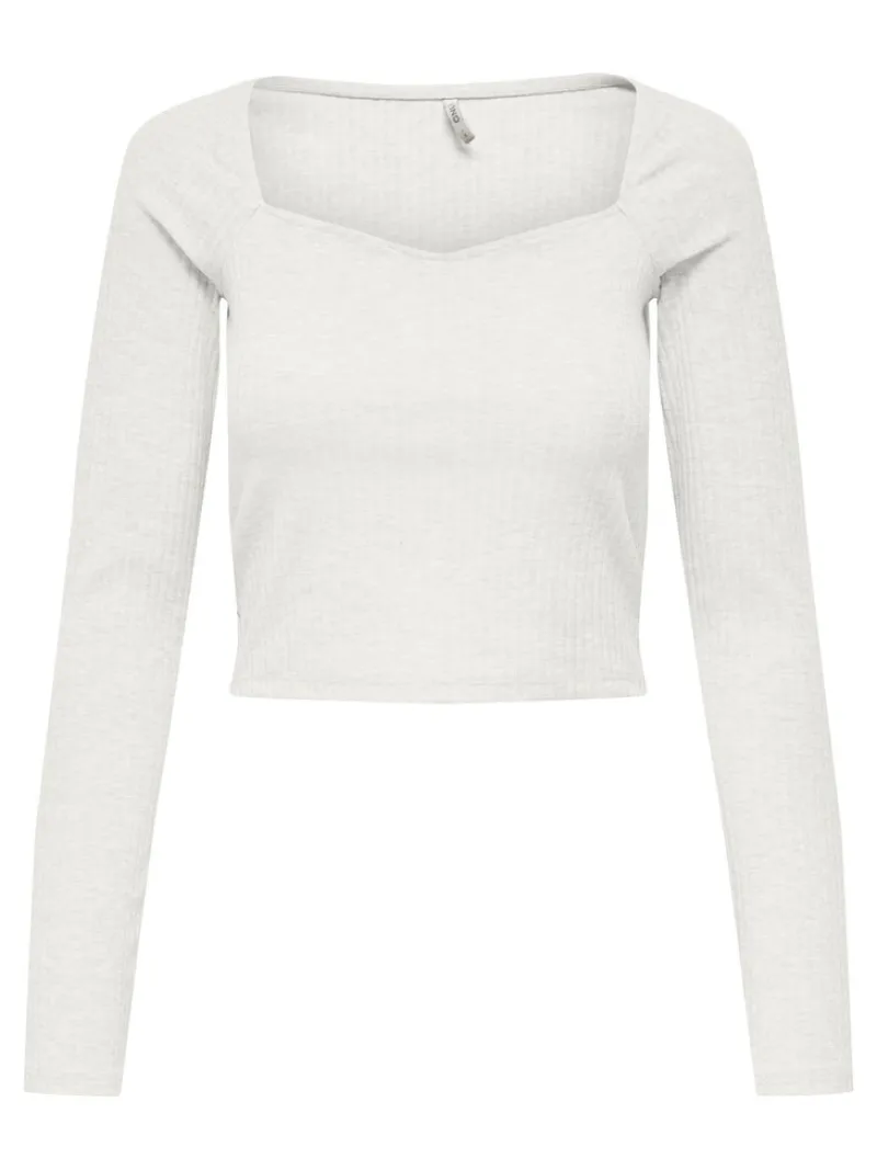 Only Shirts*ONLNELLA L/S HEART CROPPED TOP JRS Cloud Dancer