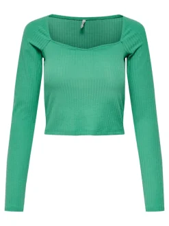 Only Shirts*ONLNELLA L/S HEART CROPPED TOP JRS Winter Green