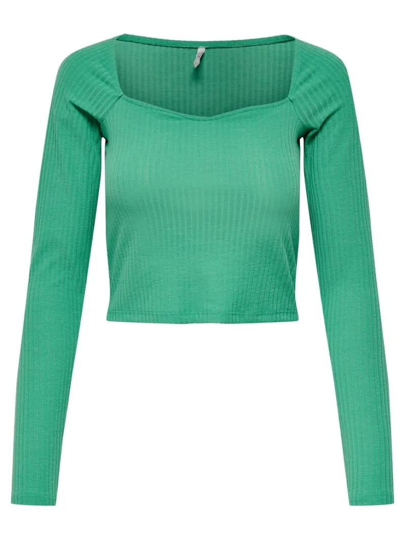 Only Shirts*ONLNELLA L/S HEART CROPPED TOP JRS Winter Green