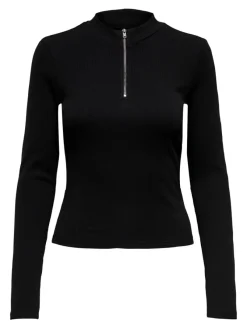 Only Shirts*ONLNESSA L/S HALF ZIP TOP JRS Black