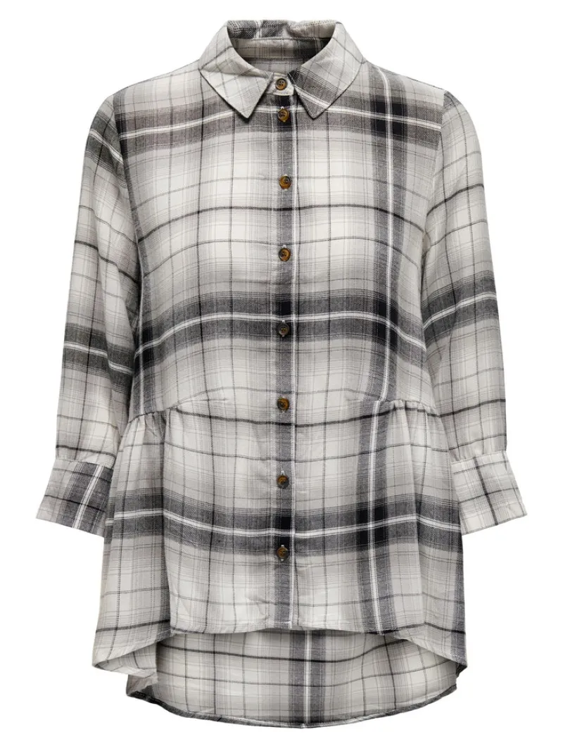 Only Blusen*ONLNEW CANBERRA 3/4 CHECK SHIRT WVN CS black2