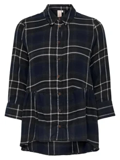 Only Blusen*ONLNEW CANBERRA 3/4 CHECK SHIRT WVN CS Night Sky-CREME CHECK