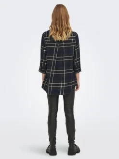 Only Blusen*ONLNEW CANBERRA 3/4 CHECK SHIRT WVN CS Night Sky-CREME CHECK