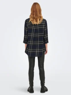 Only Blusen*ONLNEW CANBERRA 3/4 CHECK SHIRT WVN CS Night Sky-CREME CHECK