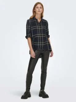 Only Blusen*ONLNEW CANBERRA 3/4 CHECK SHIRT WVN CS Night Sky-CREME CHECK