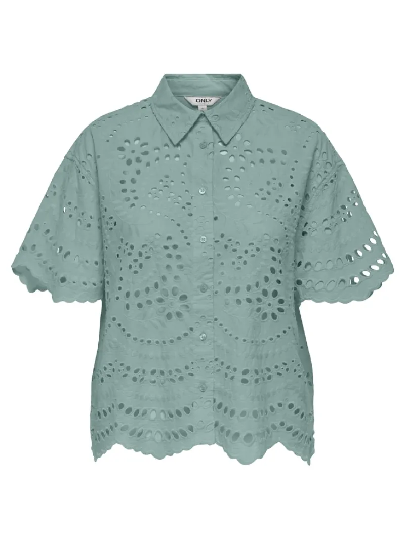 Only Blusen*ONLNEW LALISA SS BOXY SHIRT WVN FR blue surf