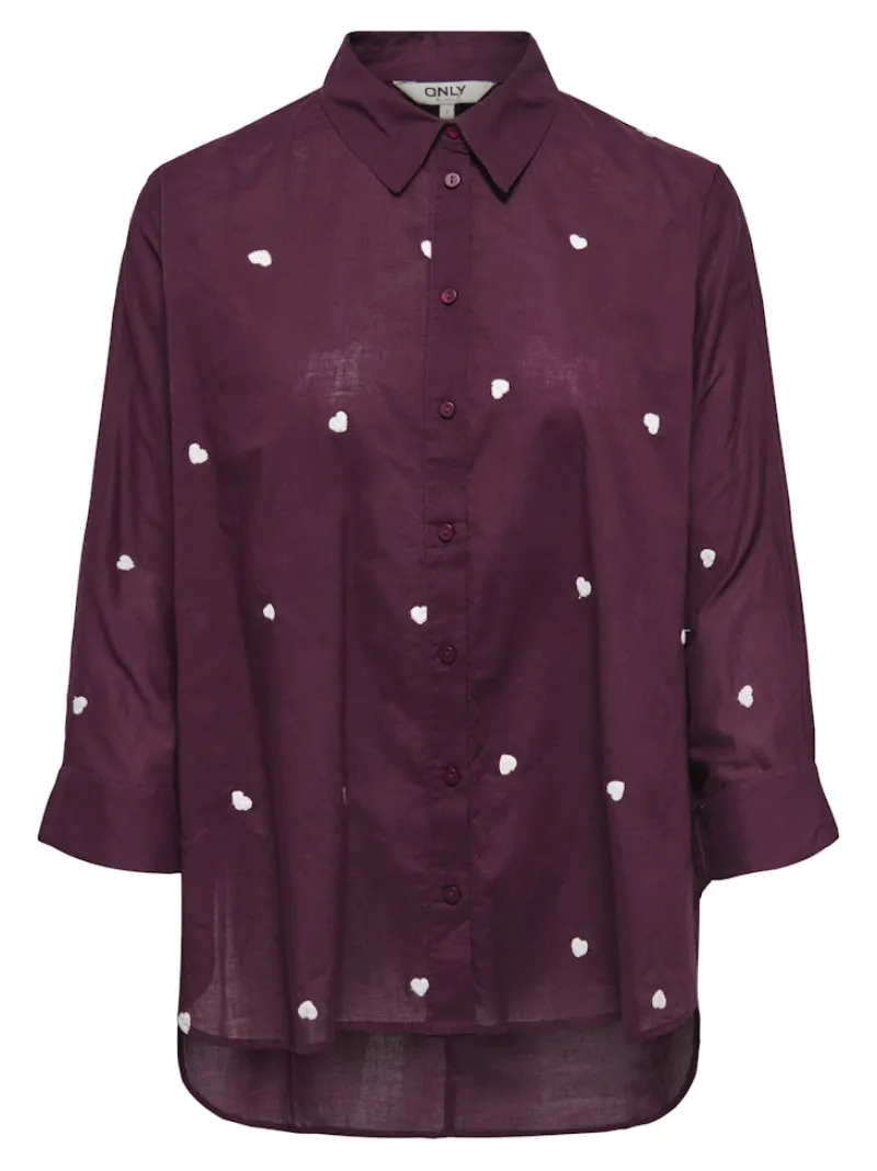 Only Blusen*ONLNEW LINA GRACE LS EMB SHIRT NOOS WVN Winetasting
