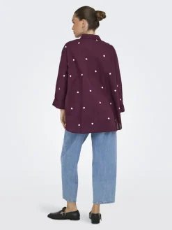 Only Blusen*ONLNEW LINA GRACE LS EMB SHIRT NOOS WVN Winetasting