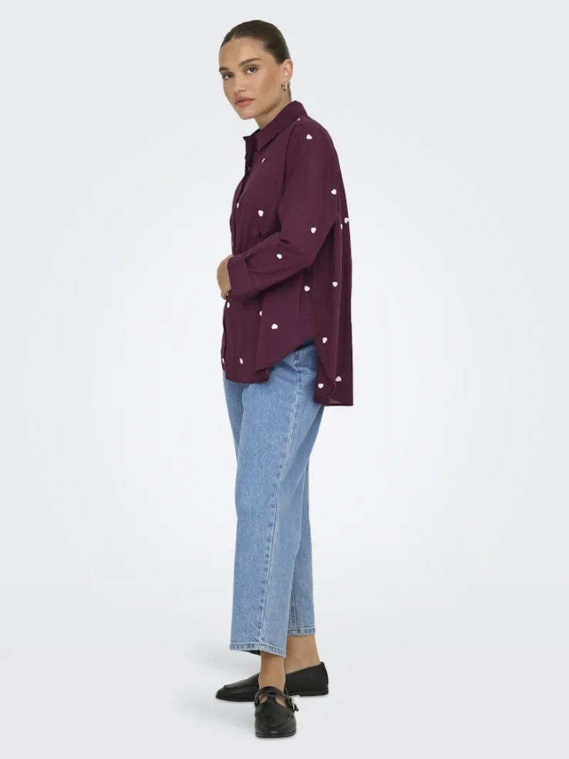 Only Blusen*ONLNEW LINA GRACE LS EMB SHIRT NOOS WVN Winetasting