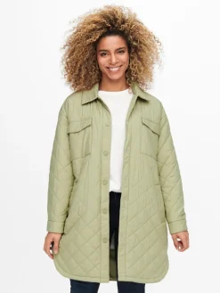 Only Jacken*ONLNEWTANZIA LONG QUILT SHACKET OTW slate green