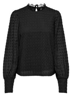 Only Blusen*ONLNICE L/S HIGHNECK TOP JRS Black