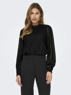 Only Blusen*ONLNICE L/S HIGHNECK TOP JRS Black