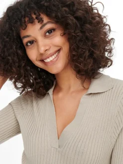 Only Pullover & Sweatshirts*ONLNIMONE LS LIFE POLO PULLOVER CC KNT pumice stone