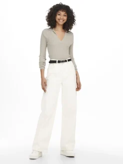 Only Pullover & Sweatshirts*ONLNIMONE LS LIFE POLO PULLOVER CC KNT pumice stone