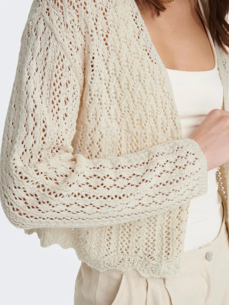 Only Pullover & Sweatshirts*ONLNOLA 7/8 LIFE OPEN CARDIGAN KNT NOOS Cloud Dancer