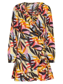 Only Kleider*ONLNOVA LIFE L/S MERLE WRAP DRESS AOP tofu