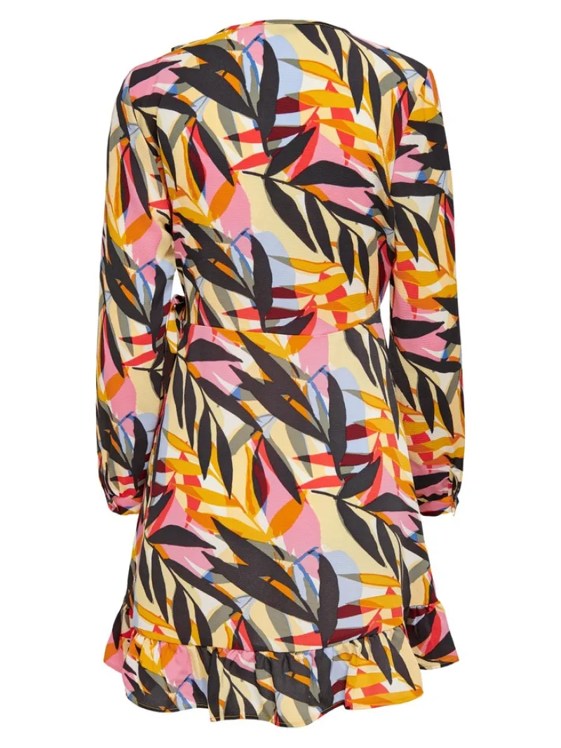 Only Kleider*ONLNOVA LIFE L/S MERLE WRAP DRESS AOP tofu