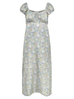 Only Kleider*ONLNOVA LIFE S/S TEVA LONG DRESS AOP PTM Coronet Blue-Ava blossom