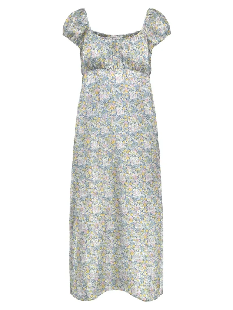Only Kleider*ONLNOVA LIFE S/S TEVA LONG DRESS AOP PTM Coronet Blue-Ava blossom
