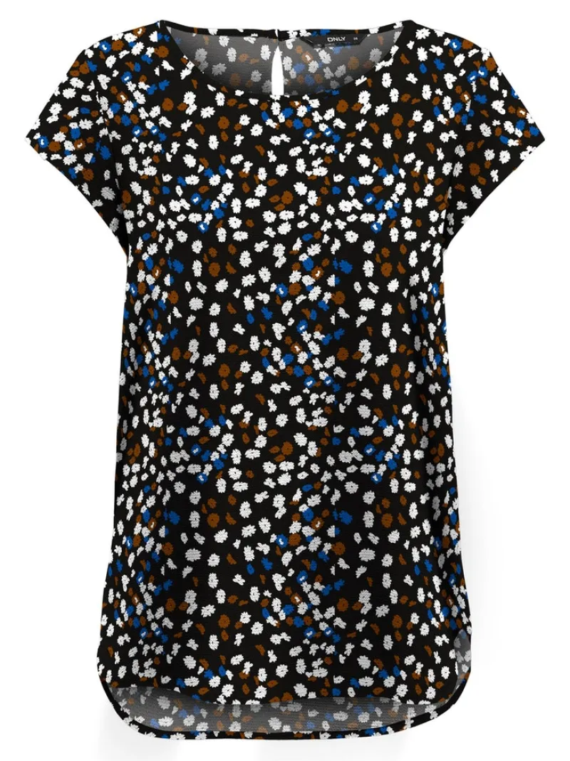 Only Blusen*ONLNOVA LIFE S/S TOP AOP WVN 7 black1