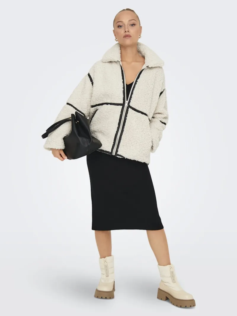 Only Jacken*ONLPARIS TEDDY JACKET LIFE OTW CS white sand