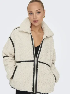 Only Jacken*ONLPARIS TEDDY JACKET LIFE OTW CS white sand