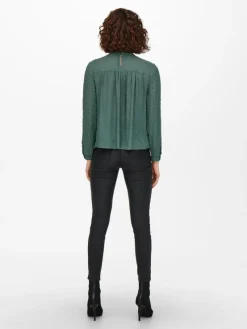 Only Blusen*ONLPELIA LIFE LS DOT BLOUSE WVN CS Balsam Green