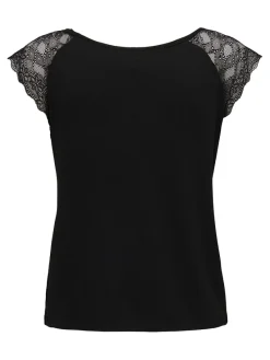 Only Shirts*ONLPETRA S/S LACE MIX TOP JRS Black