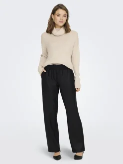 Only Hosen*ONLPOPSTAR LIFE MW WIDE COATED PNT NOOS Black