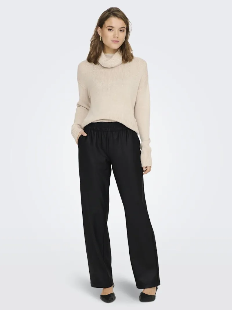 Only Hosen*ONLPOPSTAR LIFE MW WIDE COATED PNT NOOS Black