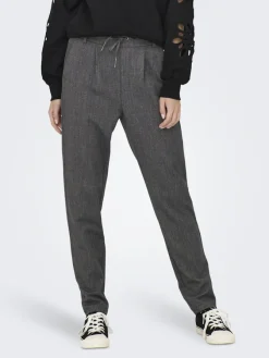 Only Hosen*ONLPOPTRASH-ELISE EASY MELANGE PANT NOOS Dark Grey Melange