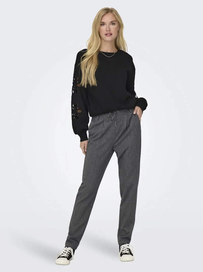 Only Hosen*ONLPOPTRASH-ELISE EASY MELANGE PANT NOOS Dark Grey Melange